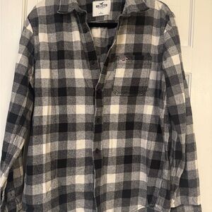 Hollister Men's Monochrome Checkered Shirt